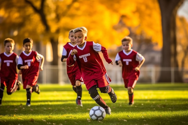 Jogo de futebol no pátio da escola