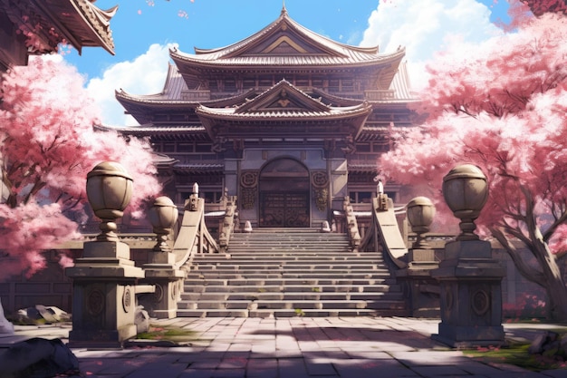 Jogo de novela visual de anime da torre do templo asiático Cultura do parque Gerar Ai