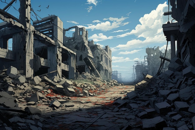 Jogo de novela visual de anime de cidade arruinada Explosão de ruínas Gerar Ai