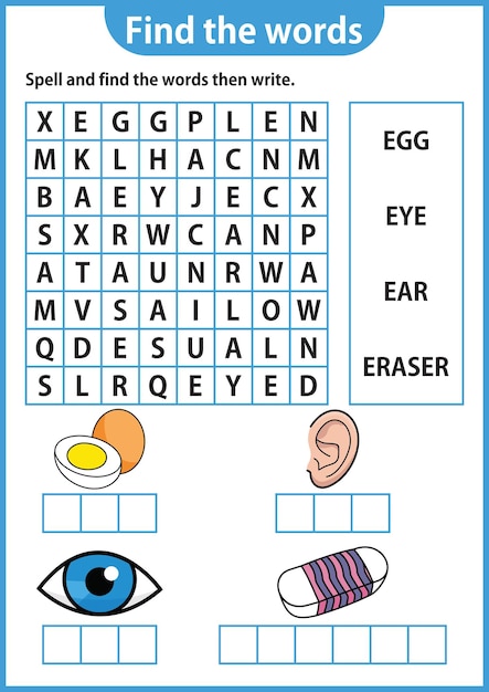 Jogo de quebra-cabeça de palavras planilha de pesquisa de palavras jogo de  educação para crianças aprender o alfabeto inglês