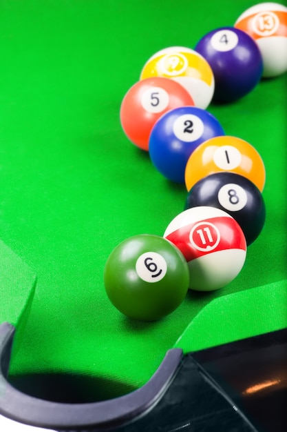 Bolas De Bilhar Para Bilhar Americano. Bolas De Bilhar. Pirâmide Billiard  Snooker. Piscina Americana. Jogo De Bilhar Na Mesa. Foto de Stock - Imagem  de esferas, esporte: 251984794