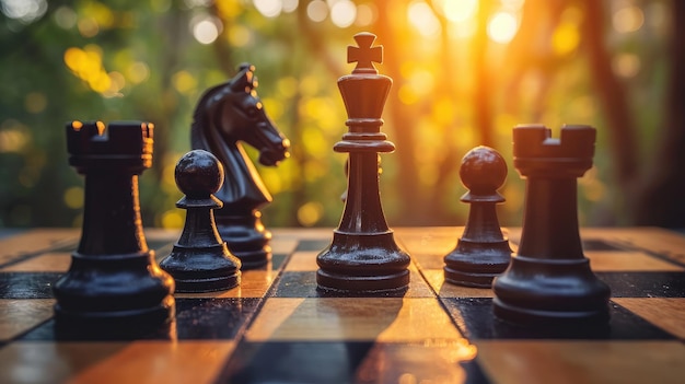 Jogo de tabuleiro de xadrez conceito de ideias de negócios e competição e estratégia plano de sucesso significado