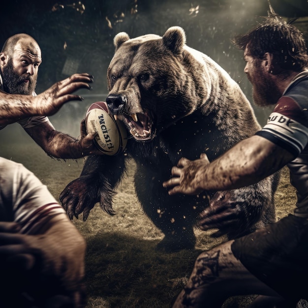 jogo de urso ragby foto animal humanizada visão profissional tiro realista esporte