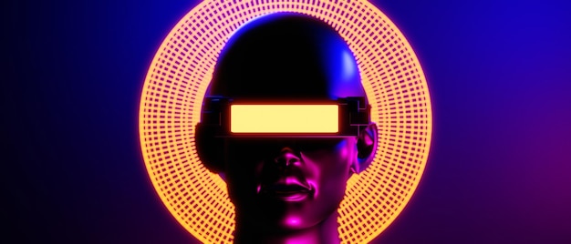 Foto jogo de vídeo de fundo abstrato de esports scifi gaming cyberpunk vr simulação de realidade virtual e cena do metaverso suporte pedestal palco ilustração 3d renderização futurista sala de brilho de néon