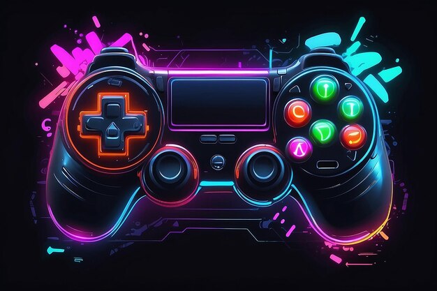 Jogo no Joypad no estilo Neon Glitch