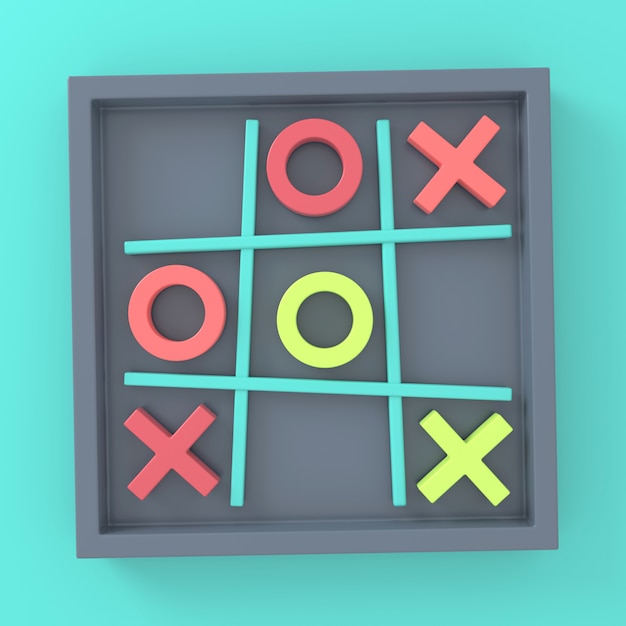 Jogo Tic Tac Toe. Renderização em 3D.