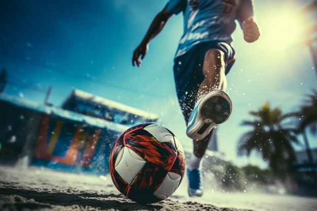 Foto jogo tradicional de futebol com uma bola de couro