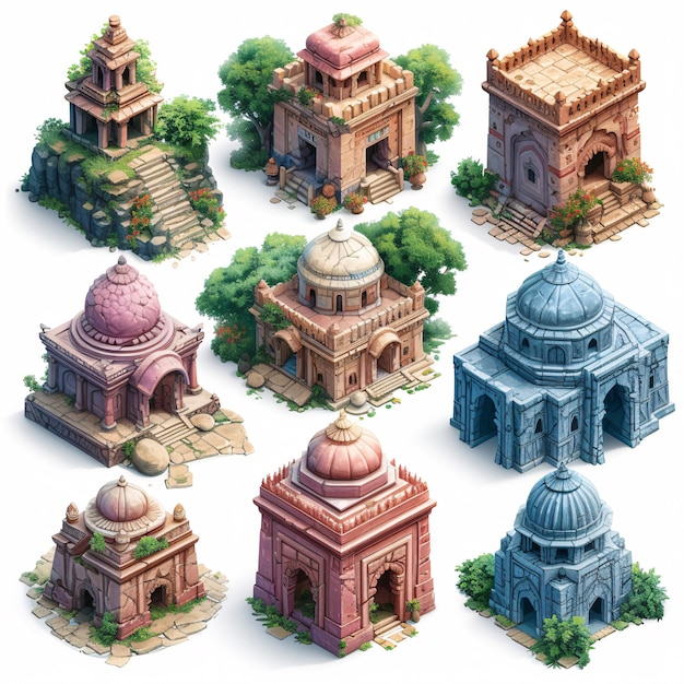 Jogos de templo de fantasia Ativos Construção e Ambiente Sprite Sheet