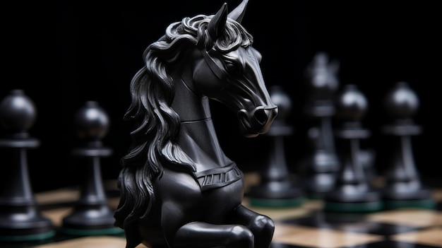 Jogos mentais em foco Explorando um tabuleiro de xadrez de vidro com cavalos em meio a jogos de tabuleiro e lógica