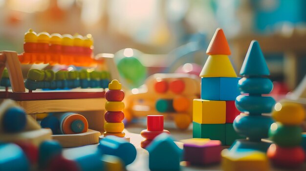 Joguinhos coloridos de jardim de infância foto montessori foto de educação inicial com pirâmides