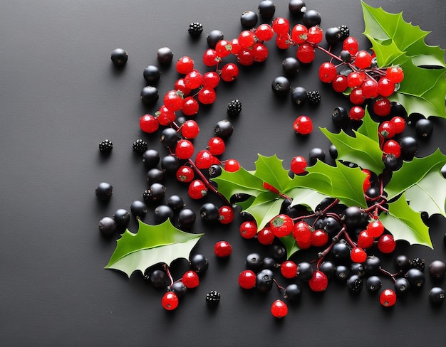 Johannisbeerbeeren auf schwarzen Beeren auf einem Ast schwarze und weiße Beeren auf einem hölzernen Hintergrund