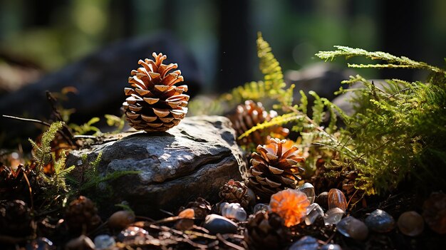 Jóia da natureza selvagem cintilante de pinha encantada