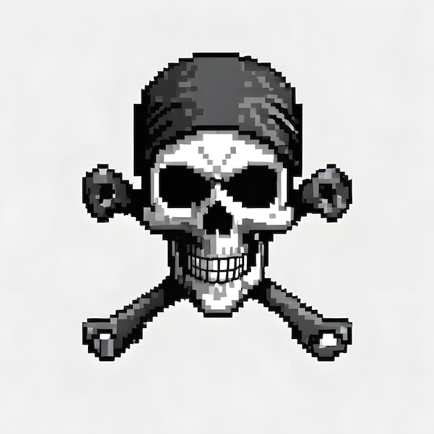 Jolly Roger Pixel Art Design Crânio Ossos Criativos