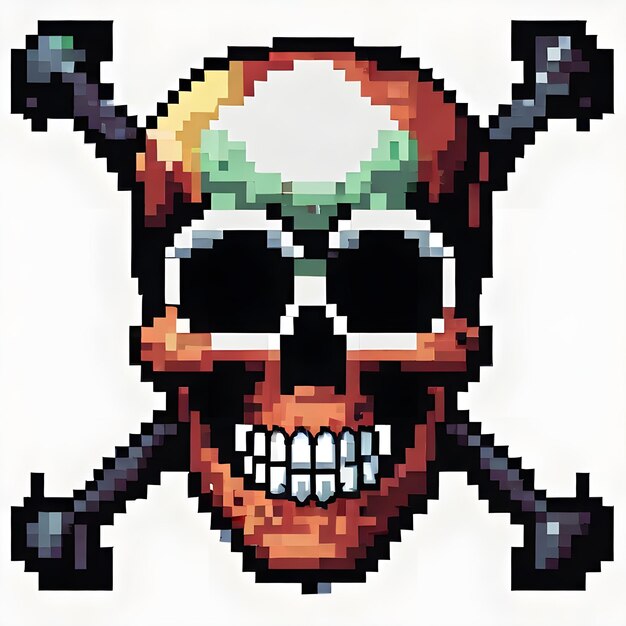 Jolly Roger Pixel Art Design Schädel Kreative Knochen