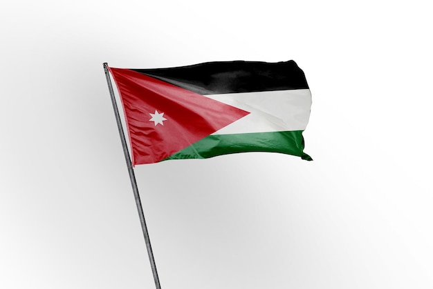 Jordanien schwenkt Flagge auf weißem Hintergrund