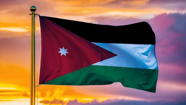 Jordanien schwingt eine Flagge gegen einen bewölkten Himmel