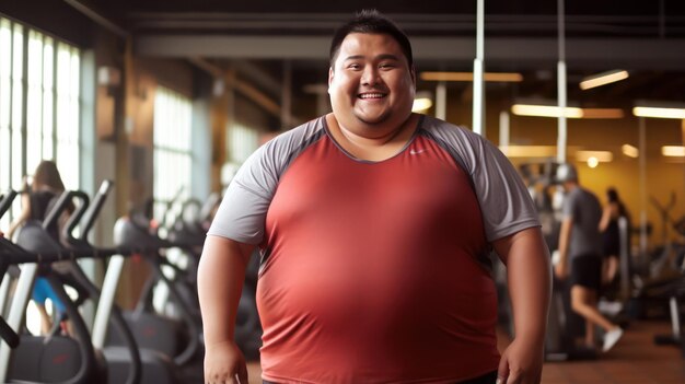 Foto jornada de ginástica masculina plus size asiática