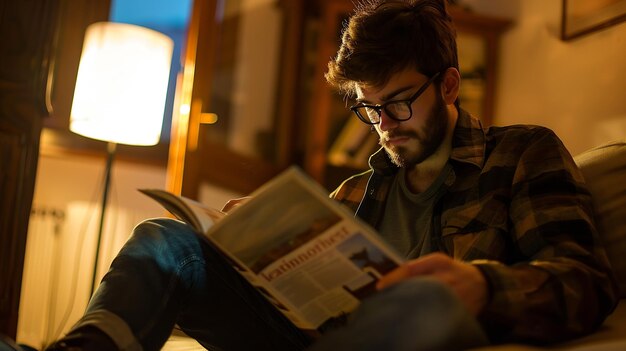 Foto jovem a ler uma revista inteligência artificial generativa