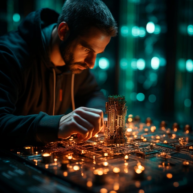 Jovem a trabalhar no computador