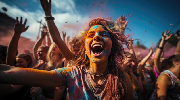 jovem adolescente aproveitando o festival sagrado