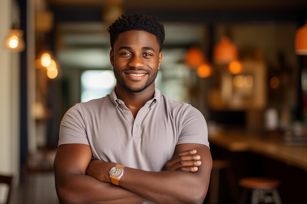 Jovem afro-americano em casa