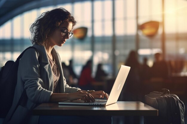 Foto jovem asiática sentada em casa com um computador portátil garota navegando em sites ou estudando