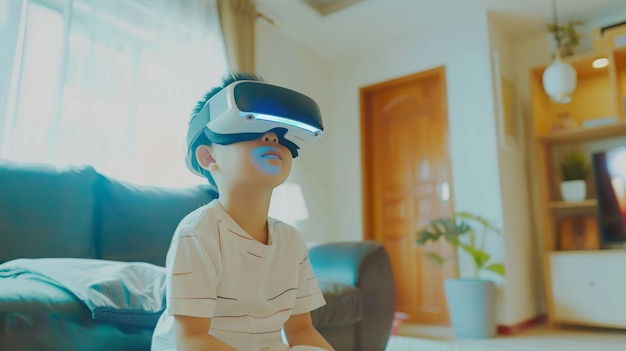 Jovem asiático expande conhecimento com tecnologia VR em casa