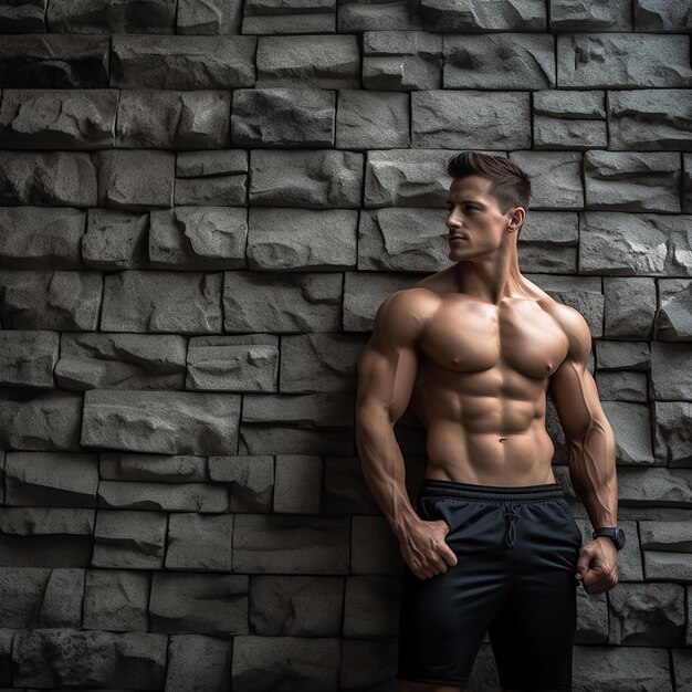 Foto jovem atleta posando para uma sessão de fotografia com o torso destacado