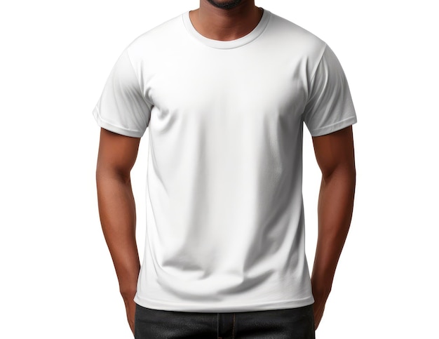 Jovem bonito vestindo uma camiseta casual branca Vista frontal de uma camiseta de maquete Generative AI