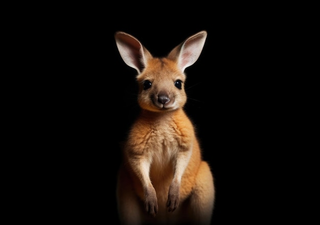Foto jovem canguru em fundo escuro
