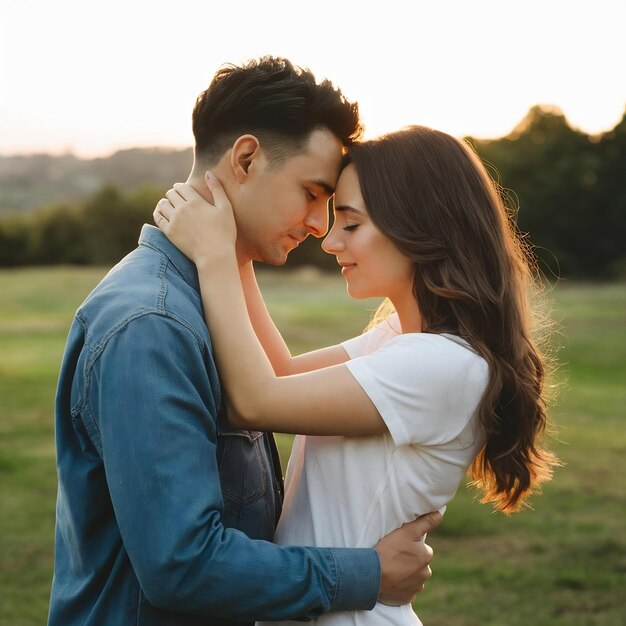 Foto jovem casal apaixonado ao ar livre