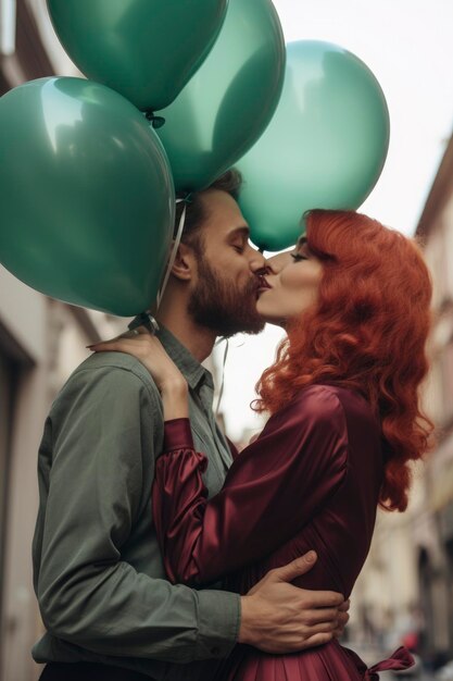 jovem casal feliz em um encontro generativo ai