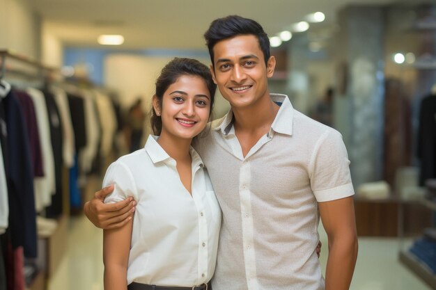 Jovem casal indiano fazendo compras juntos