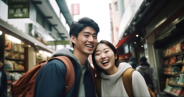 Jovem casal japonês passando tempo juntos em Tóquio