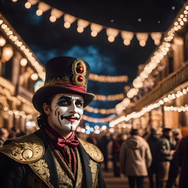 Foto jovem celebra carnaval com máscara