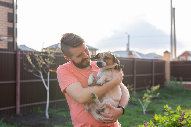 Foto jovem com cão