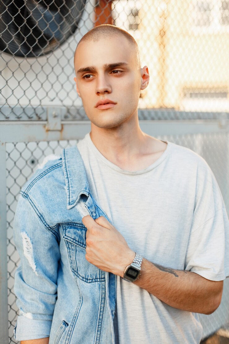 Foto jovem com uma roupa da moda na cidade