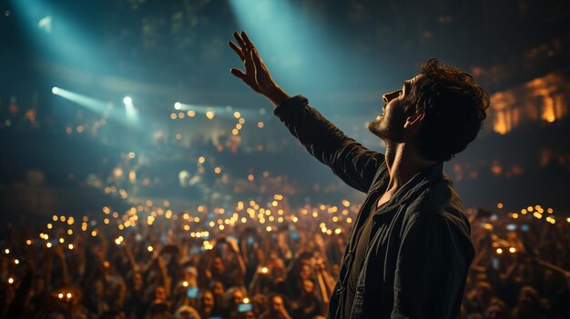 Foto jovem dançando em show