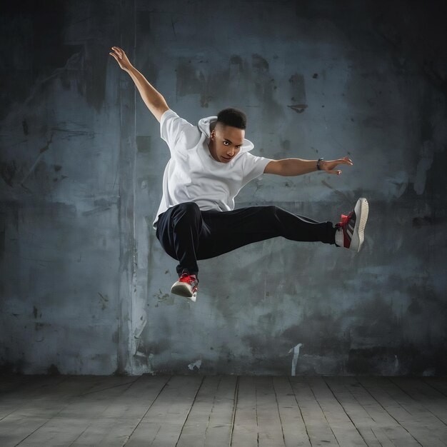 Foto jovem dançarino de break dancing