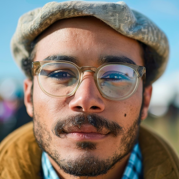 Jovem de óculos e bigode