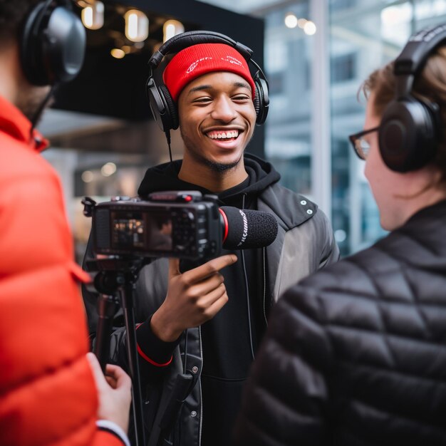 Jovem e bela músico hispânica a compor uma canção no estúdio de música