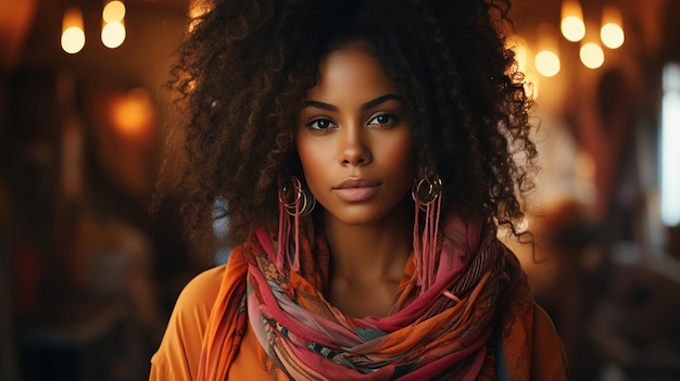 jovem e linda mulher afro-americana