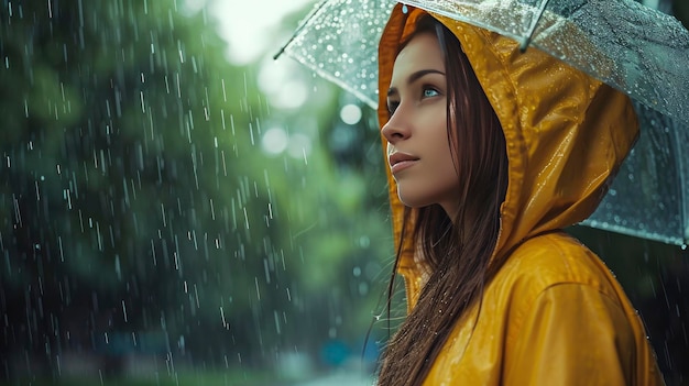 jovem em pé na chuva