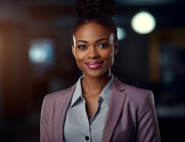jovem empresária africana gerente líder profissional no escritório moderno retrato corporativo
