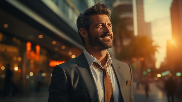 jovem empresário com barba sorrindo