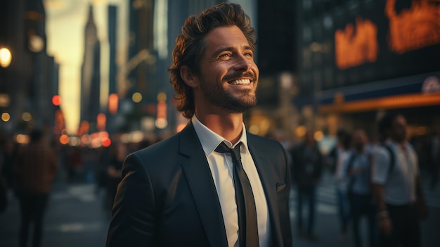 jovem empresário com barba sorrindo