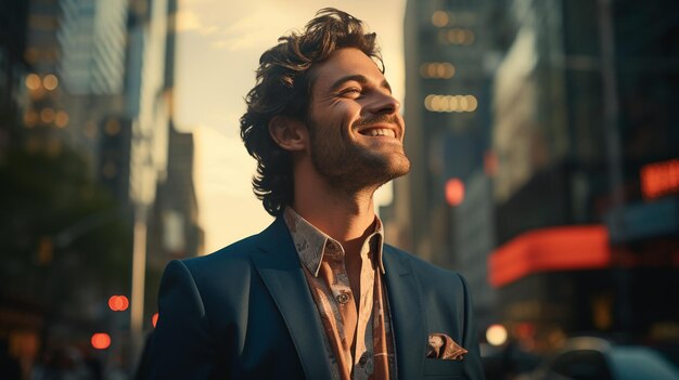 jovem empresário com barba sorrindo