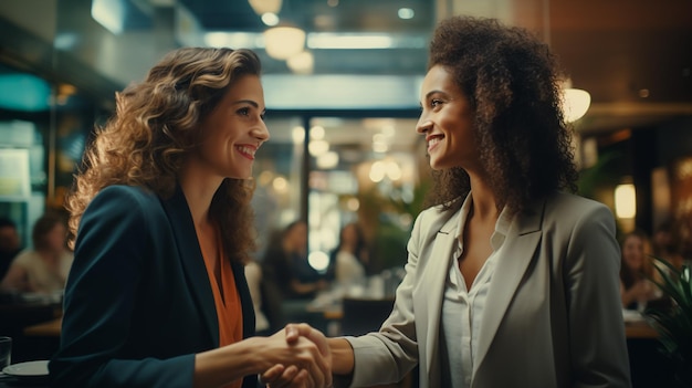 Foto jovem empresário feliz a apertar a mão de um cliente no escritório.