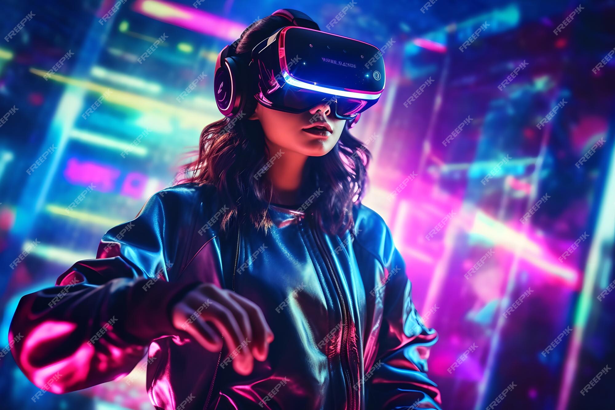 Holograma virtual de guarda-roupa com roupas jovem no fone de ouvido  digitalizando seu armário com metaverso com roupas de avatar menina jogando  jogo vr com realidade aumentada em casa ilustração vetorial