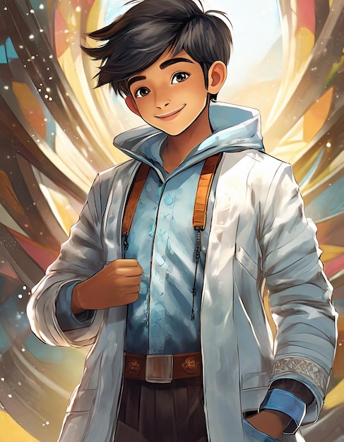 jovem estilo anime personagem vetor ilustração design manga anime menino